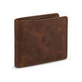 The Drover folded closed in warm brown Crazy Horse leather with tonal stitching